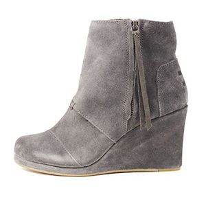 TOMS FOR WOMEN: DESERT WEDGE HIGH DARK SUEDE BOOTS